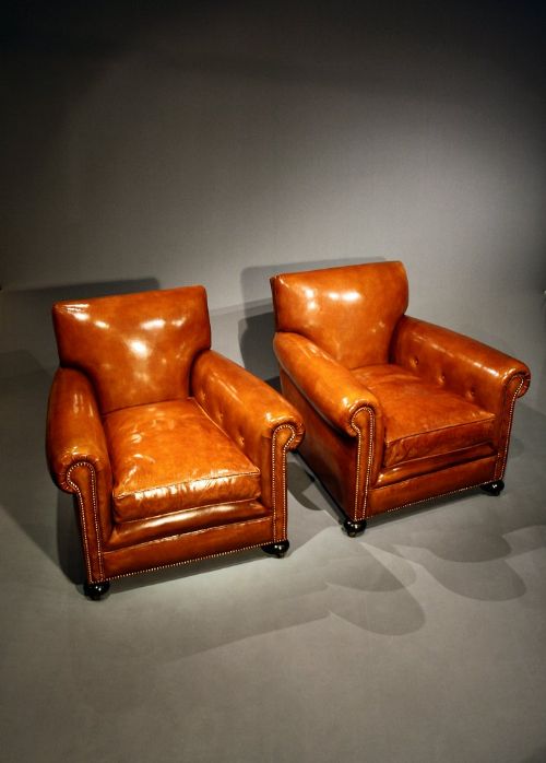 fig 3. A Lovely Pair of Stylish Leather Club Chairs