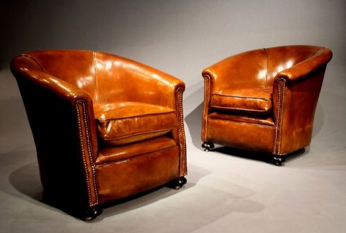 fig 2. A Stylish Pair of 1920's Leather Tub Chairs