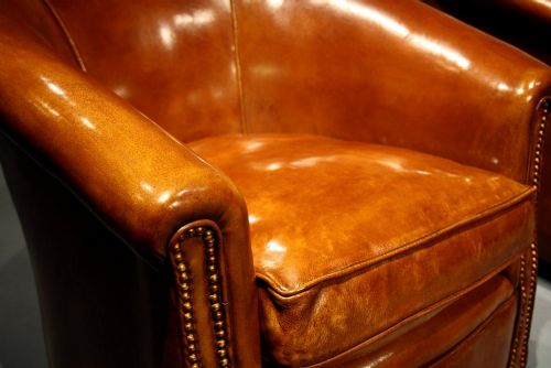 fig 7. A Stylish Pair of 1920's Leather Tub Chairs