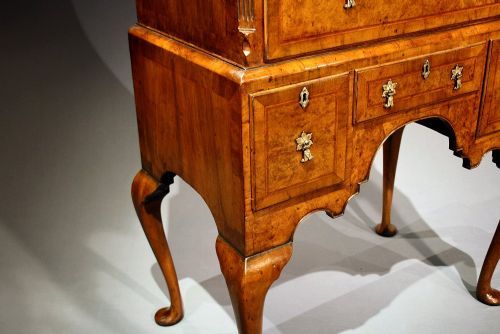 fig 2. A fine quality burr walnut chest on stand