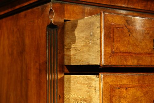 fig 5. A fine quality burr walnut chest on stand