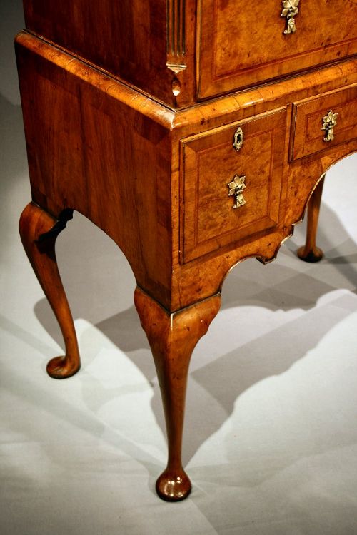 fig 6. A fine quality burr walnut chest on stand