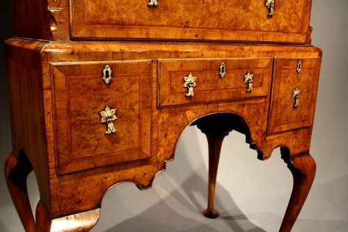 fig 7. A fine quality burr walnut chest on stand