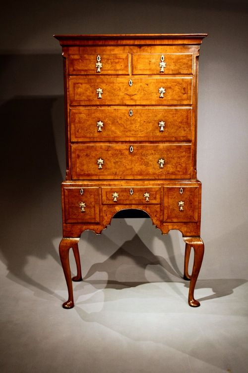 fig 8. A fine quality burr walnut chest on stand