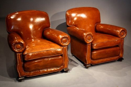 A Stylish Pair of Art Deco Leather Club Chair