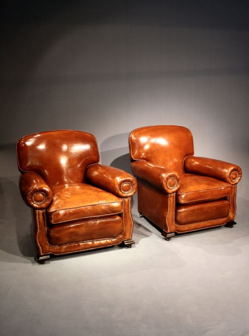 fig 1. A Stylish Pair of Art Deco Leather Club Chair