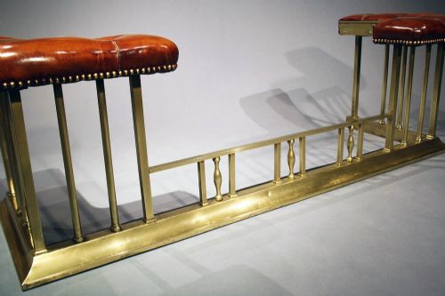 fig 3. Antique Edwardian Club Fender With Leather