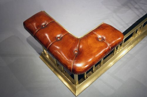 fig 4. Antique Edwardian Club Fender With Leather