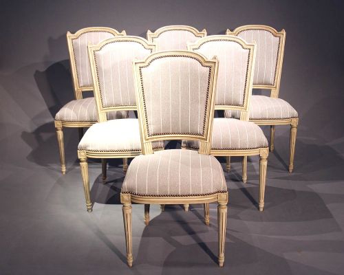 Set of 6 Original Painted Dining Chairs