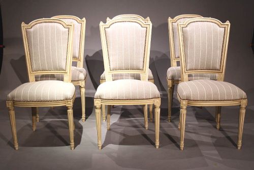 fig 1. Set Of 6 Original Painted Dining Chairs