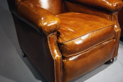 fig 5. Antique Pair Of Leather Armchairs