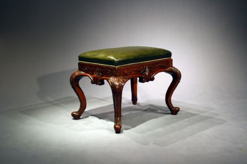 fig 2. Decorative Victorian Walnut Leather Stool