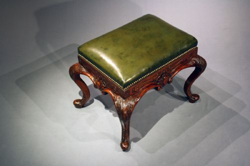 fig 3. Decorative Victorian Walnut Leather Stool