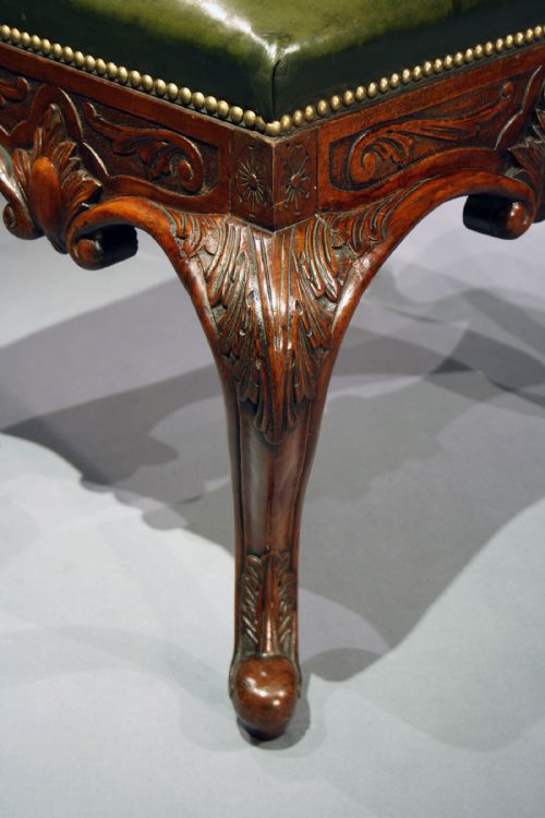 fig 6. Decorative Victorian Walnut Leather Stool