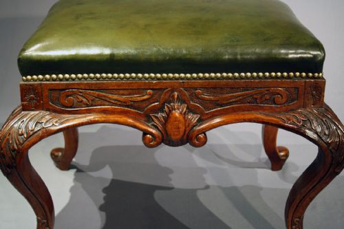 fig 8. Decorative Victorian Walnut Leather Stool