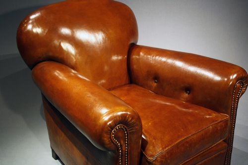 fig 7. A Pair Of Antique Leather Clubs Chairs