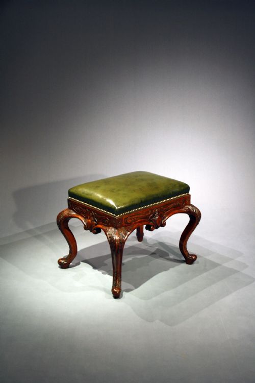 fig 1. Decorative Victorian Walnut Leather Stool