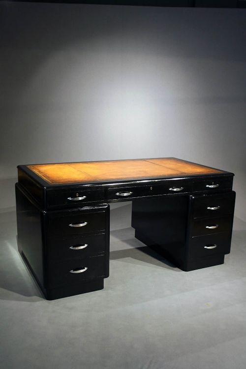 fig 1. An Attractive ebonised Art Deco pedestal desk