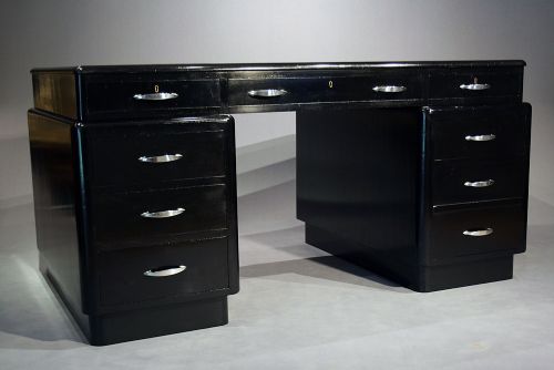 fig 2. An Attractive ebonised Art Deco pedestal desk
