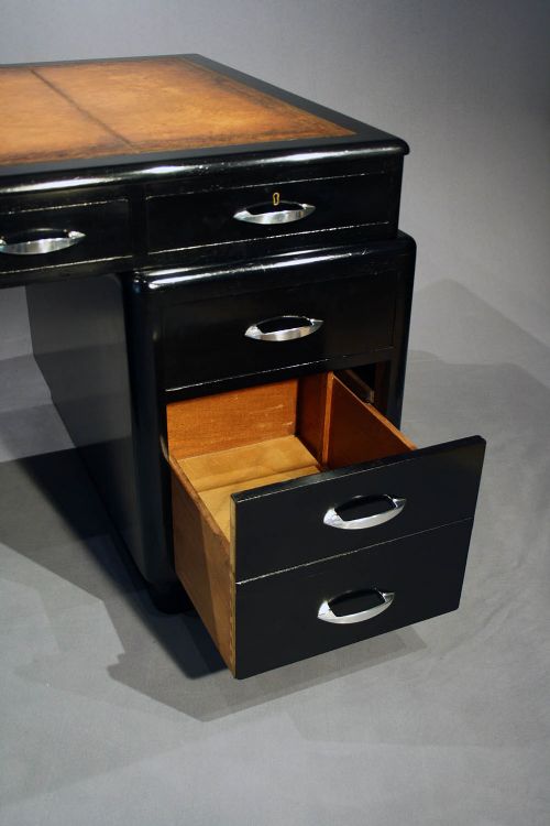 fig 7. An Attractive ebonised Art Deco pedestal desk