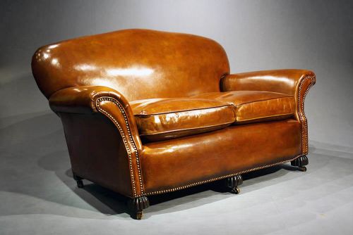 fig 3. A 1920's Leather Upholstered shaped Couch