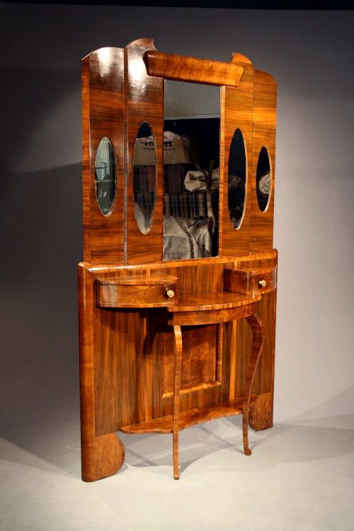 A Quality Walnut Art Deco Hall Stand