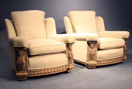 fig 2. Pair of Antique Bleached Oak Armchairs