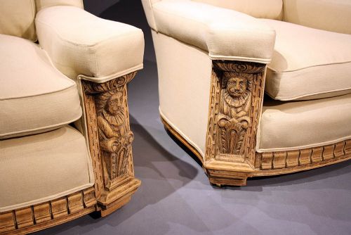 fig 3. Pair of Antique Bleached Oak Armchairs