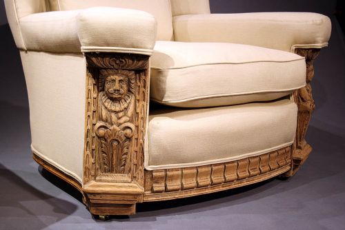 fig 4. Pair of Antique Bleached Oak Armchairs