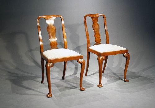 A Pair of Antique Wanut Side Chairs