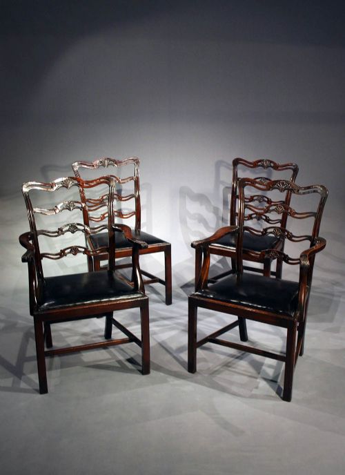 fig 1. Set of 8 Mahogany Ladder Back Dining Chairs