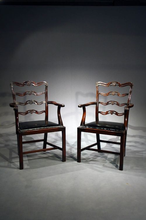 fig 2. Set of 8 Mahogany Ladder Back Dining Chairs