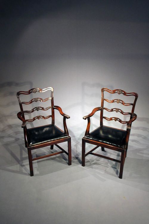 fig 3. Set of 8 Mahogany Ladder Back Dining Chairs