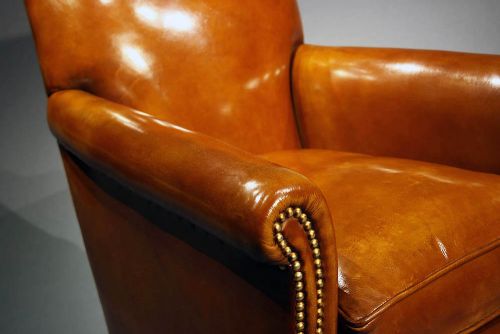 fig 4. Antique Pair of Leather Armchairs