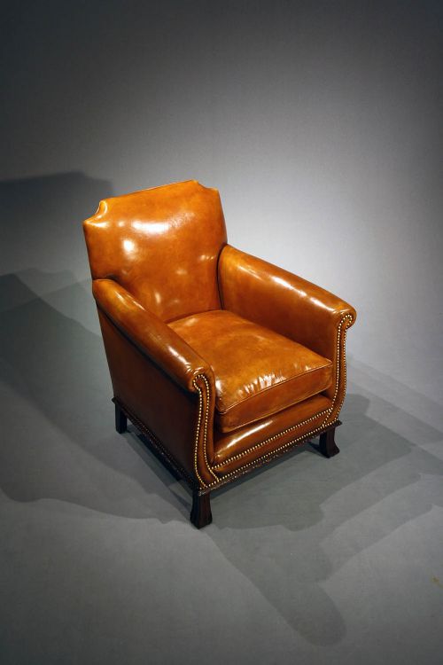 fig 5. Antique Pair of Leather Armchairs