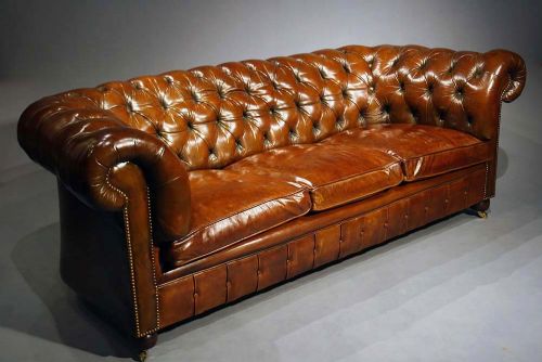 fig 1. Good Quality 1920's Leather Chesterfield