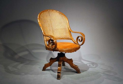 fig 1. Unusual Oak Bergere Desk Chair