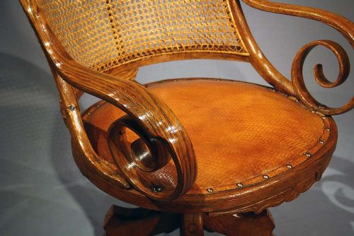 fig 3. Unusual Oak Bergere Desk Chair