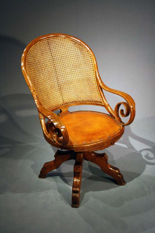 fig 4. Unusual Oak Bergere Desk Chair