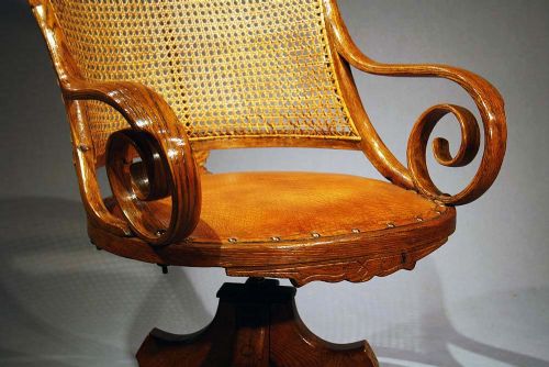 fig 7. Unusual Oak Bergere Desk Chair