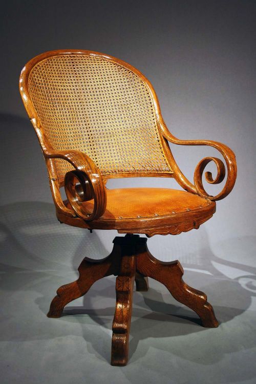 Unusual Oak Bergere Desk Chair