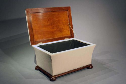 fig 3. Victorian Shaped Ottoman Upholstered in Linen