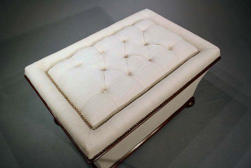 fig 5. Victorian Shaped Ottoman Upholstered in Linen