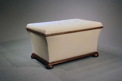 fig 8. Victorian Shaped Ottoman Upholstered in Linen