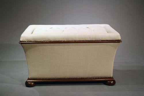 fig 9. Victorian Shaped Ottoman Upholstered in Linen