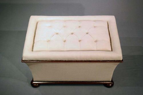 fig 10. Victorian Shaped Ottoman Upholstered in Linen