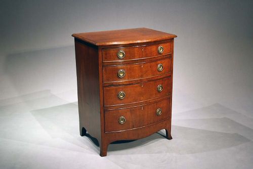 fig 1. Antique Mahogany Bow fronted chest of Drawers