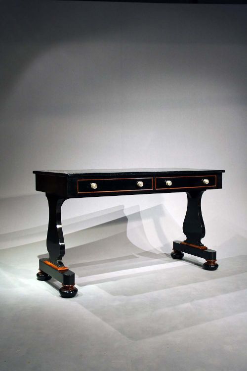 fig 1. Antique Victorian Ebonised Two Drawer Table