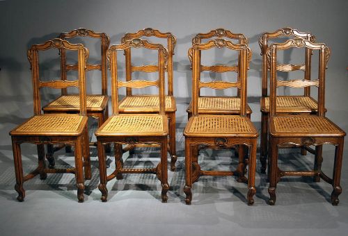 Set of French Oak Dining Chairs 1900'S