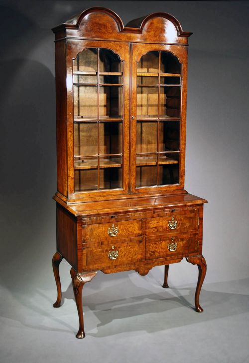 Antique Walnut Double Domed Bookcase